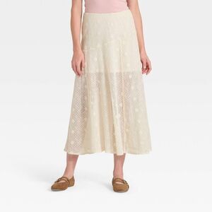 Open Box - Universal Thread - Women's Lace Maxi A-Line Skirt - Univer Cream